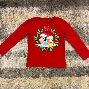 Toddler Girls Carters Bluey Wreath Christmas Long-Sleeve TShirt - 4T - Glitter!